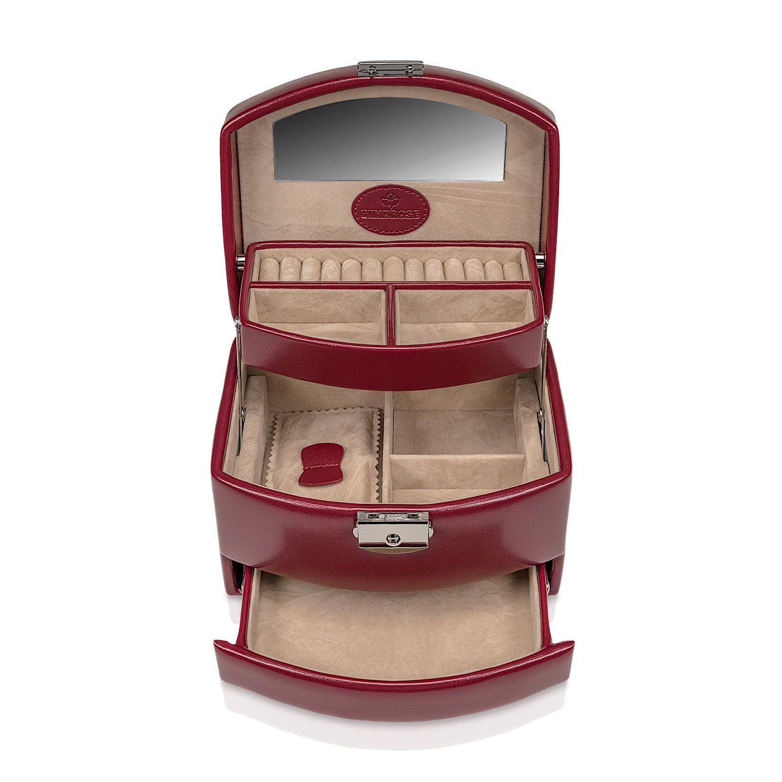 Windrose Automatic jewelry case Merino - Red