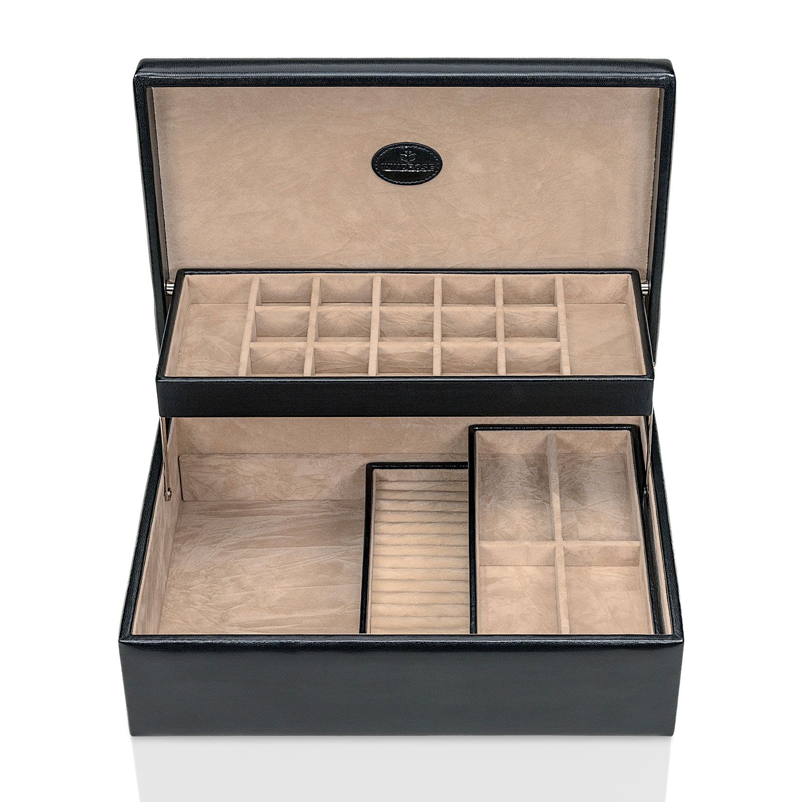 Windrose Schmuckkästchen Merino - Charmbox 2 Einsätze - Schwarz | Designhuette.com