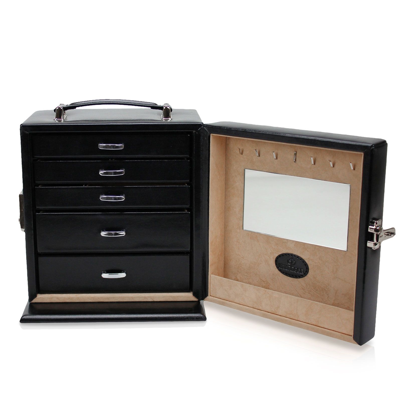 Windrose Jewelry case with jewelry pouch Merino - Black