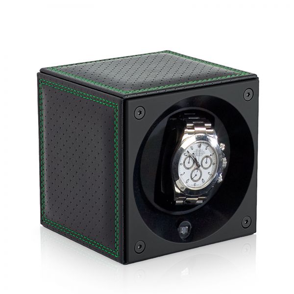 Watch Winder Leather Masterbox - Perforated / Green Stitching