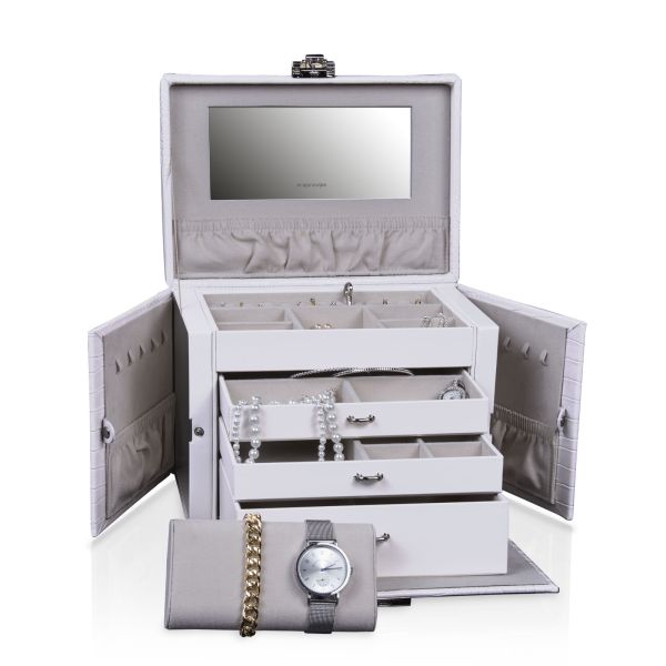 Porte-bijoux Croco Jumbo - Gris clair