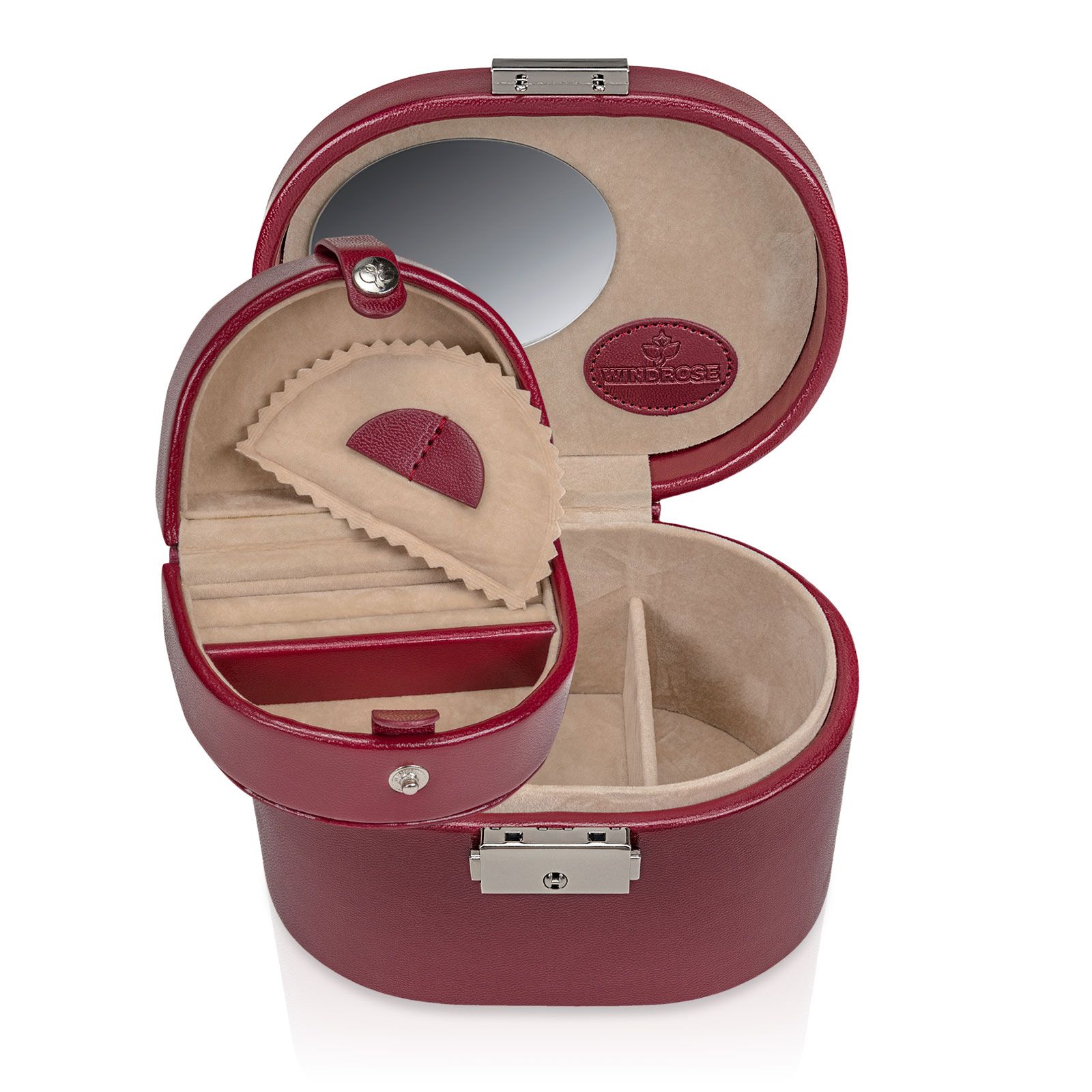 Windrose Jewelry case small with insert Merino - Black
