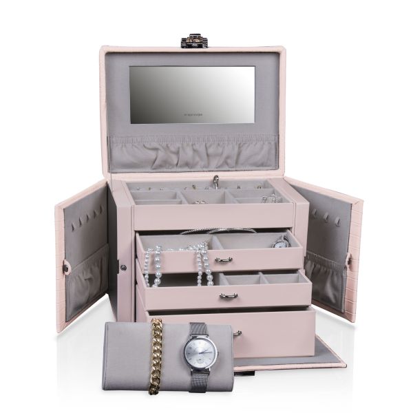 Estuche de joyería Croco Jumbo - Gris claro