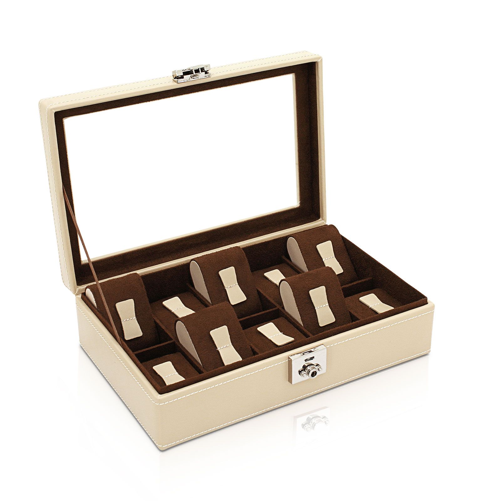 Friedrich23 Watch Case Cordoba for 10 Watches with Window - Beige
