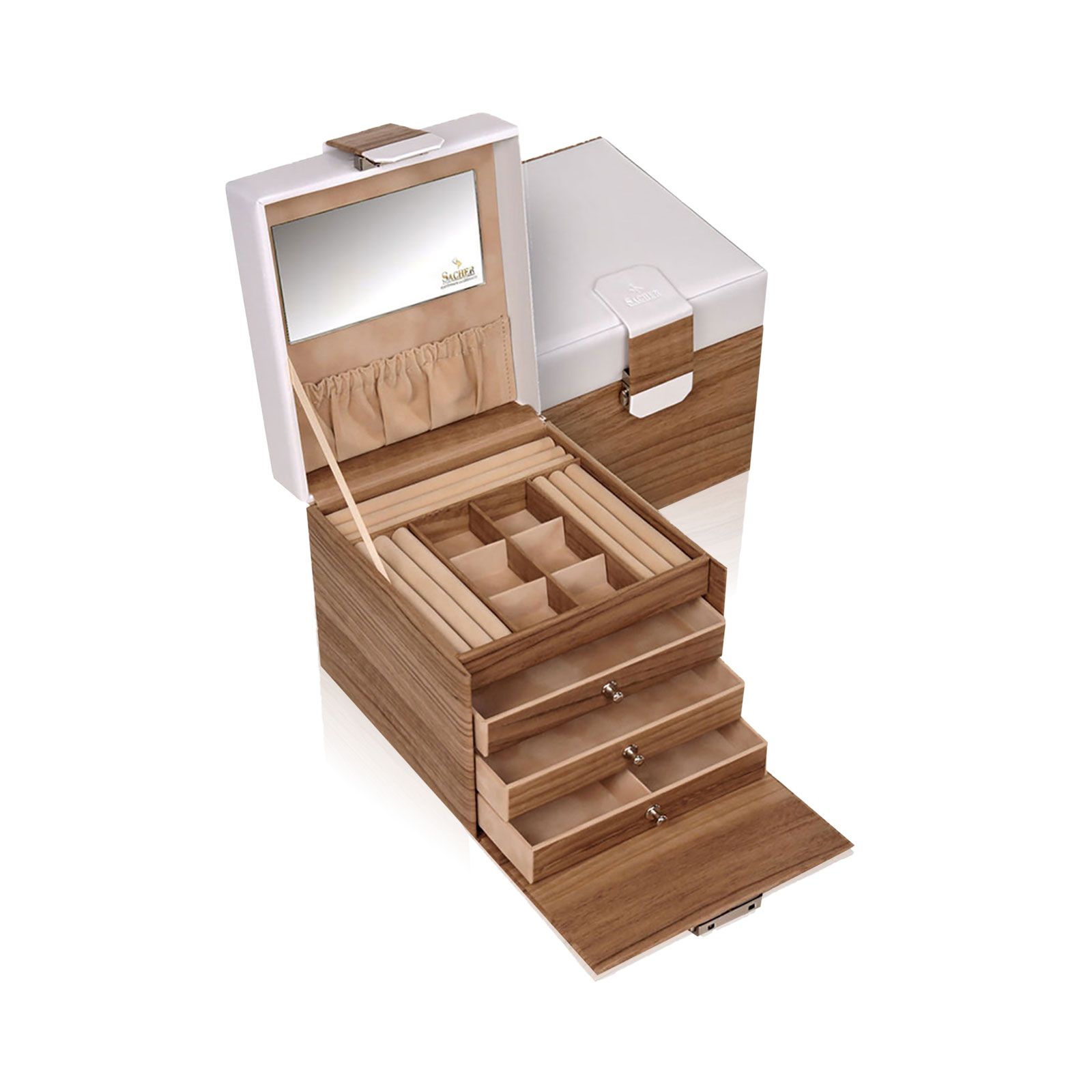 Sacher Jewelry Box Evita - Beige/White