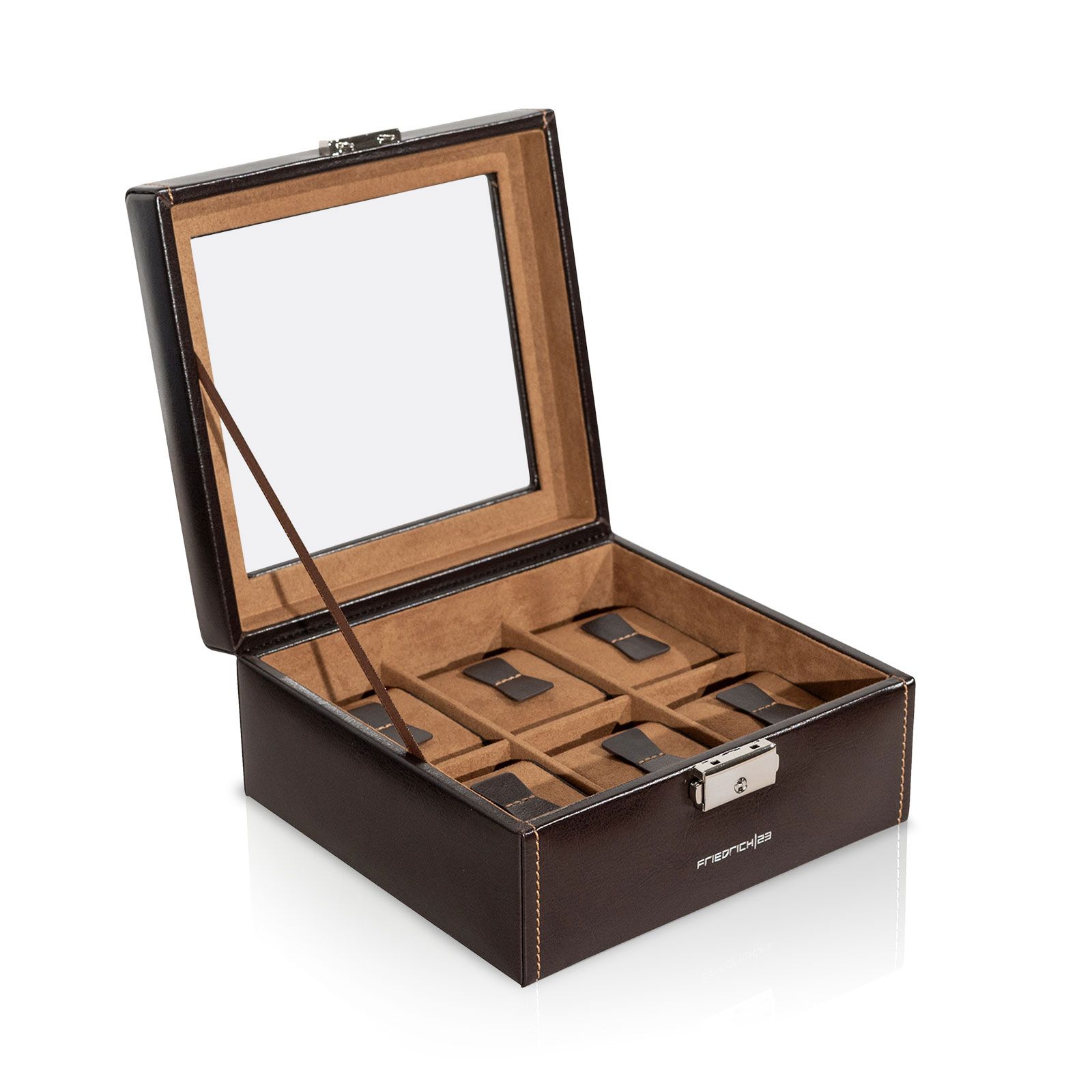 Friedrich23 Watch Case Bond for 6 Watches with Window - Brown