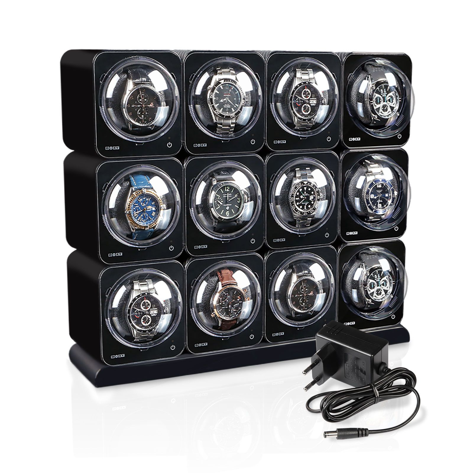 Beco Watch Winder Boxy Fancy Brick 12 - Black